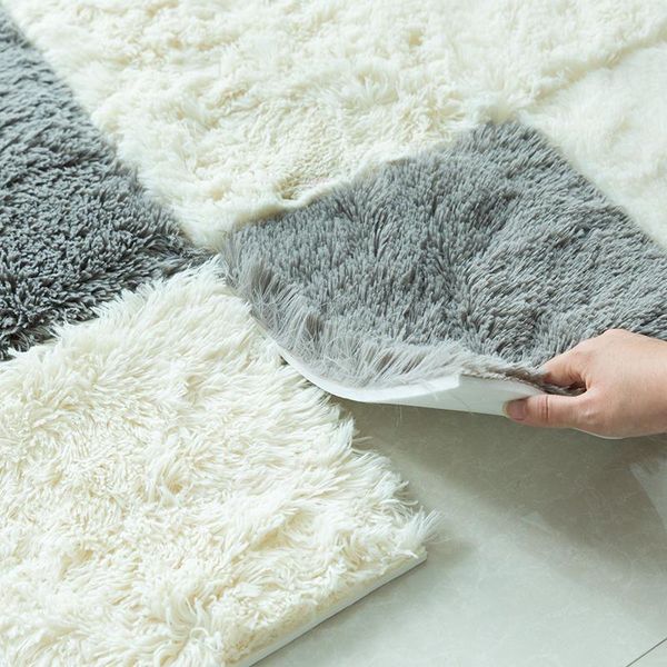 

carpets long plush carpet for bedroom foam floor mat stitching room sponge 60/30cm diy puzzle hair shaggy area rug
