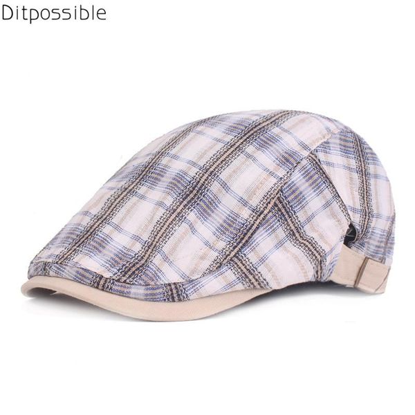 

berets ditpossible classic plaid beret cap men women vintage flat caps casual hats, Blue;gray