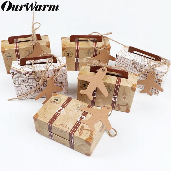 

ourwarm 10pcs kraft paper candy gift box mini suitcase gifts bags party favors for guests wedding baby shower birthday decoratio wmtphd