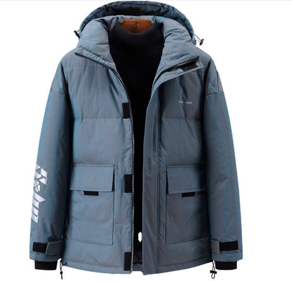 

trendy brand down jacket men 2020 winter korean trend handsome hooded tooling down jacket men thick jacket, Black