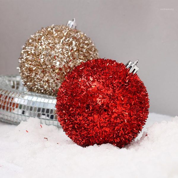 Decoração de festa 12pcs 8cm Bolas de Natal brilhantes Ornamentos de árvore de natal Supplies Mergulhos de ponta