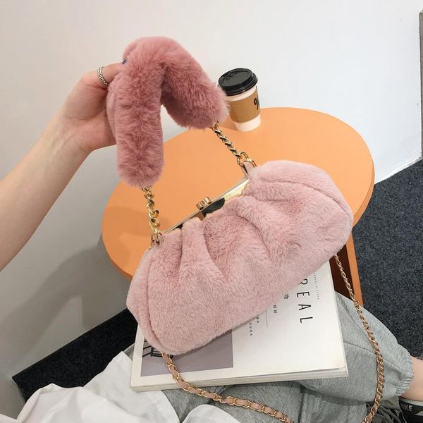 

brand designer fur women's shoulder bag fashion chain handbag small square crossbody bag