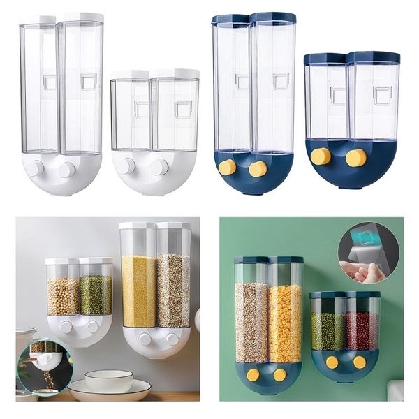 

wall mounted kitchen storage container cereal dispenser plastic automatic racks sealed metering storage box