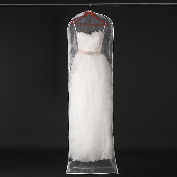 

clothing & wardrobe storage transparent mesh yarn wedding dress dust cover with zipper bride gown bag garment case 155cm 180cm jd005