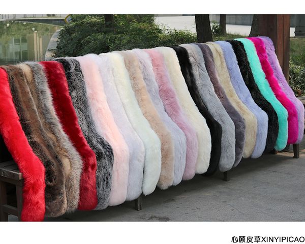 

fox shawl and neck, versatile scarf, female winter imitation raccoon dog fur collar hat strip long cape, Blue;gray