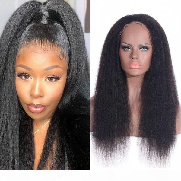 

360 lace frontal wigs pre plucked human hair glueless lace wigs natural black brazilian hair kinky straight wig, Black;brown