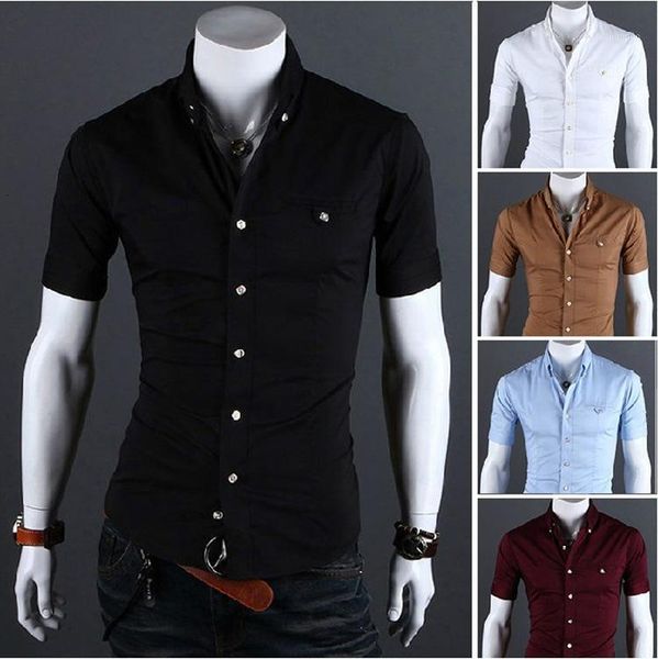 

new style summer wear men's clothing foreign trade culture morality short sleeve color shirt fashion stylish men1, White;black