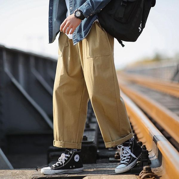 

2020 spring new trend casual pants men's casual street loose straight wide leg pants authentic trousers1, Black