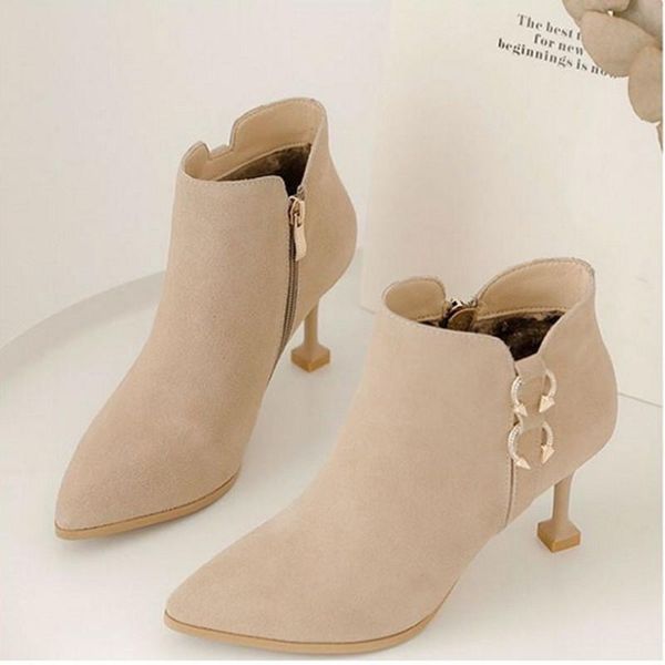 

boots botas de mujer women cool short ankle high heel for office lady classic black pointed toe party & night club g6406d