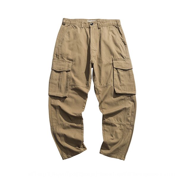 

wuhang 20 spring new multi pocket overalls overalls men's trend cargo loose straight tube wide leg versatile pants zpzbm, Blue