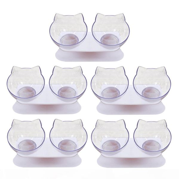 

5x elevated double cat bowl pet water food feeding bowl for cats and small dogs