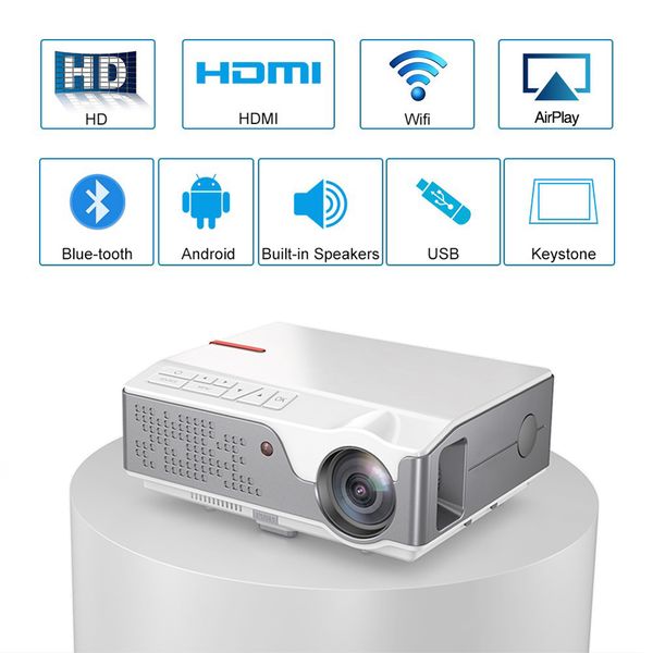 

flzen 6000 lumen смартфоны android wifi проектор для домашнего кинотеатра с usb hdmi 300" поддержка со стороны проекции auto keystone цифров