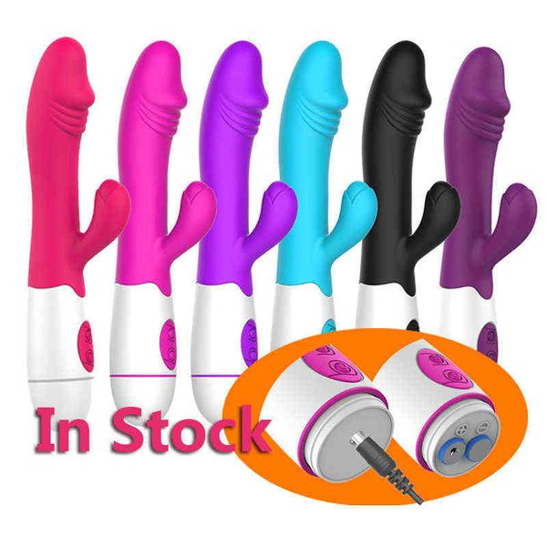 Nxy Dildos Хорошая цена Различные цвета Реалистичное зарядное устройство Кролик G Spot Vibrator 30 скоростей Режим секс игрушечный дилдо для женщин влагалище пара взрослых 0105