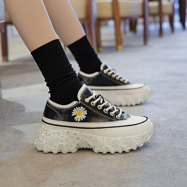 

jinjin-30-women chunky sneakers vulcanize shoes korean fashion new female black white platform thick sole casual shoe 201109
