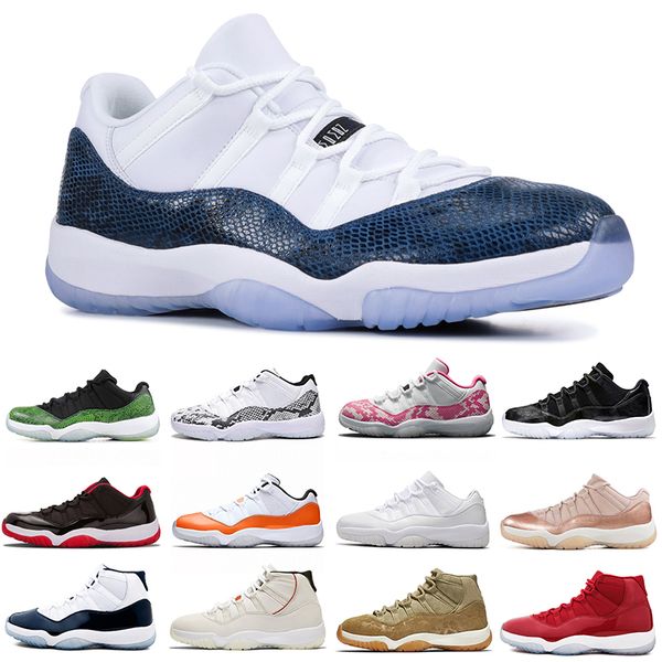 

selling women mens jumpman 11s basketball shoes snakeskin 11 navy pink white green platinum tint concord 11 cap and gown sports sneakers