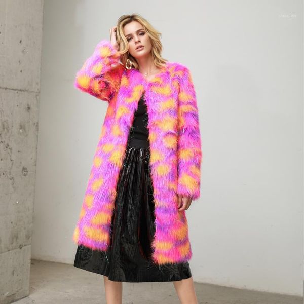 

women's fur & faux autumn winter flower color coats imitation cotton-padded clothes thicken fashion loose casual coat1, Black