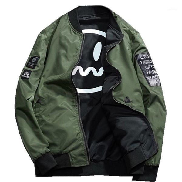 

2019men bomber jacket both side wear casual windbreaker man pilot jacket with patches green thin mens coat outwear clothing1, Black;brown