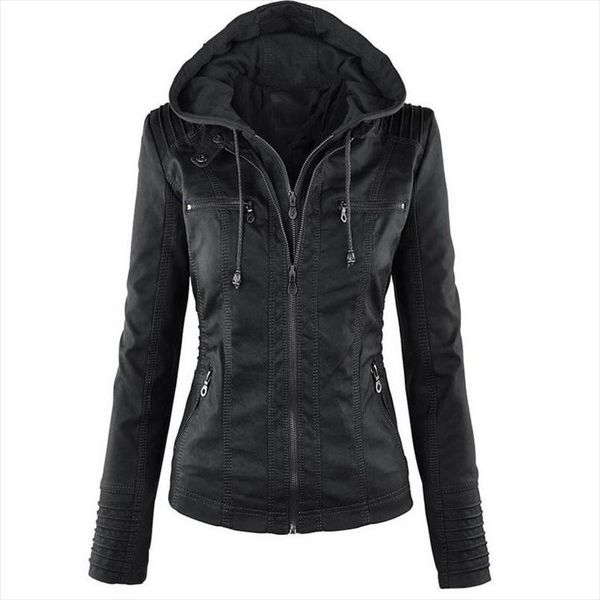

2020 winter gothic leather jacket women casual basic coats plus size 7xl basic jackets waterproof windproof coats female, Black