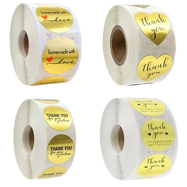 

500pcs 2.5cm gold color thank you adhesive stickers label envelope invitation card gift box wedding decor