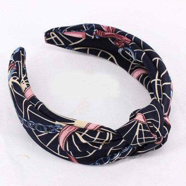 

retro chain printed head hoop women middle knotted wide-brimmed cross knot headband hair hoop hairband vintage hair accessories q bbyljb