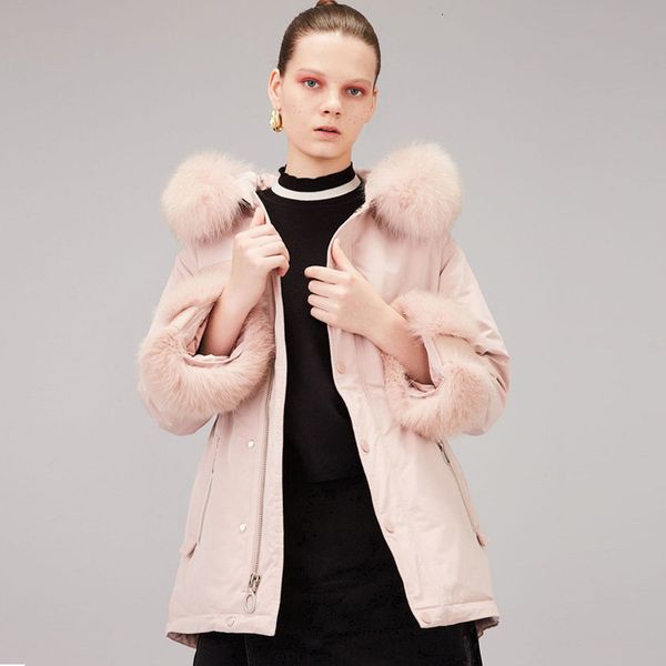 

royal fox fur neck winter, white duck cap, warm feather pascal, women's wide plush windbreaker coat, new