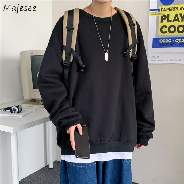 

men's hoodies & sweatshirts men no hat solid plus velvet oversized 3xl fashion simple ulzzang streetwear winter male all-match hipster, Black
