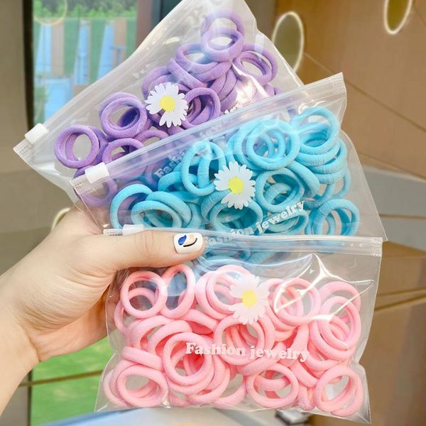 

hair accessories 50pcs/pack girls colorful nylon small elastic bands ornament ponytail holder kids fashion, Slivery;white