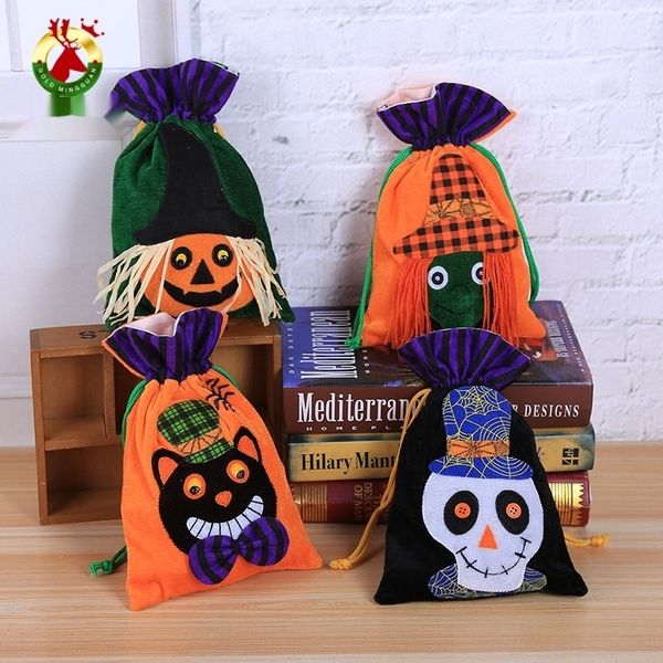

shmzk halloween decorative candy distribution candy velvet gift bag portable ghost festival children's pumpkin witch bag gift supplies