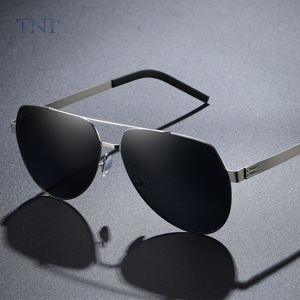 

tnt sunglasses men steel glasses nylon polarizing for driver big face from uv400 sunglass with no screw design oculos de sol, White;black