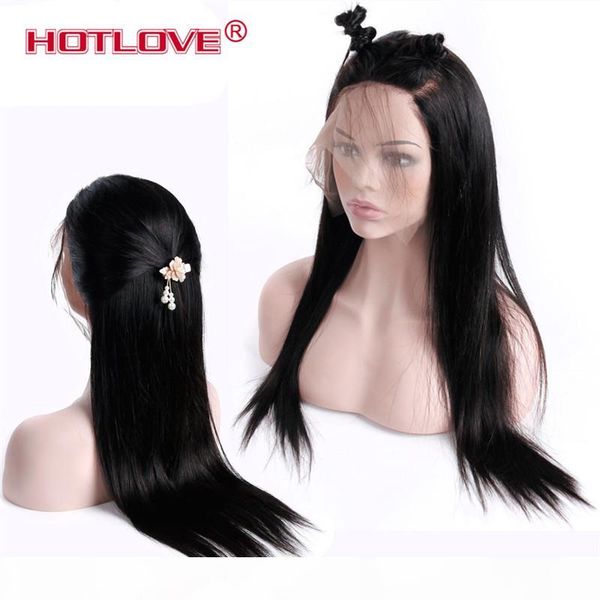 

straight human hair wigs 150% density natural black 360 lace frontal wigs for black women pre plucked lace front wigs with baby hair, Black;brown