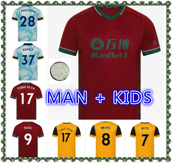 

2020 soccer jersey kids kit home yellow j.moutinho raul neves podence football shirts dendoncker adama football uniform, Black;yellow