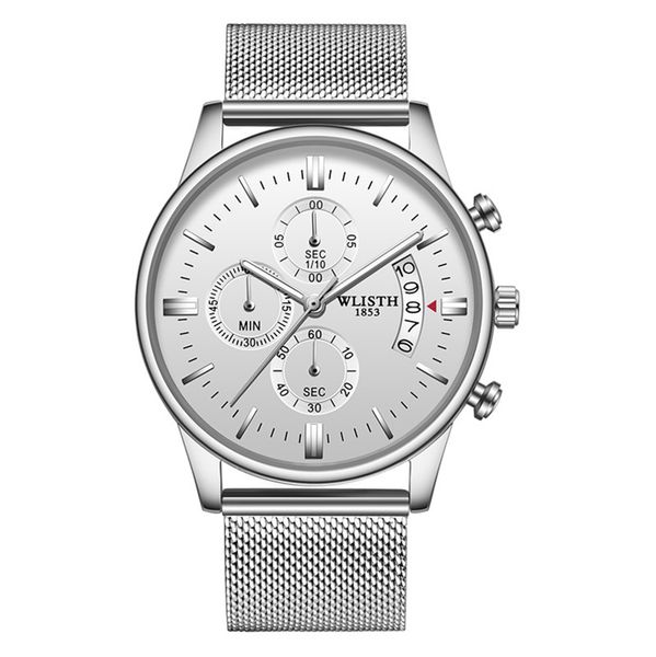 

fashion wathces luxury shockproof quartz men watches original stainless steel day date watch waterproof male wrist watch 2021, Slivery;brown