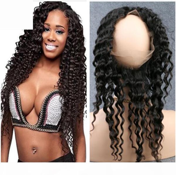 

pre plucked 360 lace frontal closure brazilian virgin hair wave natural hairline 360 lace band frontal closure with baby hair, Black;brown