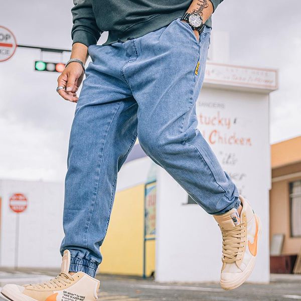 

oversized men jeans denim long loose new stretch harem pants plus size 28-48 loose feet denim trousers men dropship, Blue