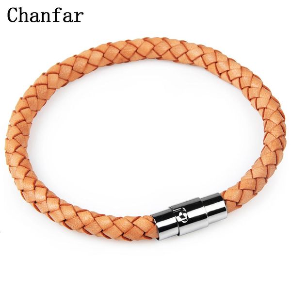 

chanfar genuine braided leather bracelet titanium magnetic clasp stainless steel bracelet bangle jewelry for women men wmtrwm comb2010