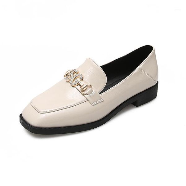 

nakkeshmen-lok fu shoes rhinestone buckle 2021 new soft-soled women's shoes spring square thick heel small leather1, Black