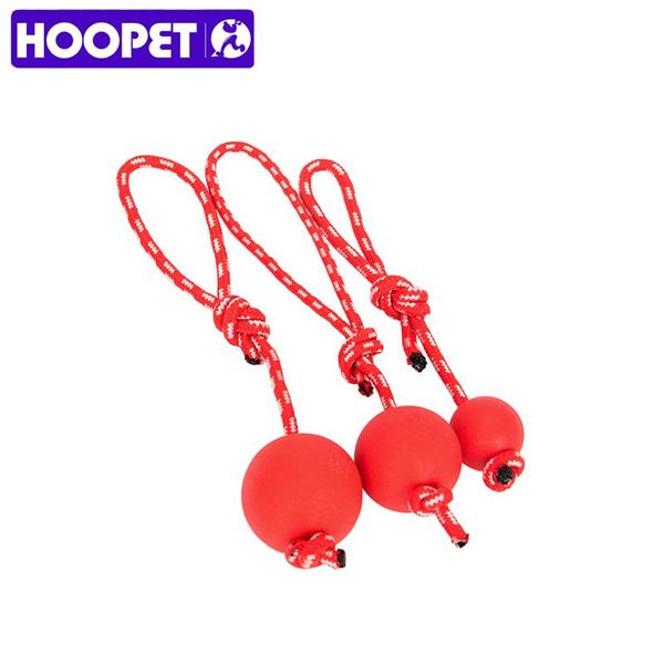 

hoopet dog toy with rope resistant biting rubber ball three size play product