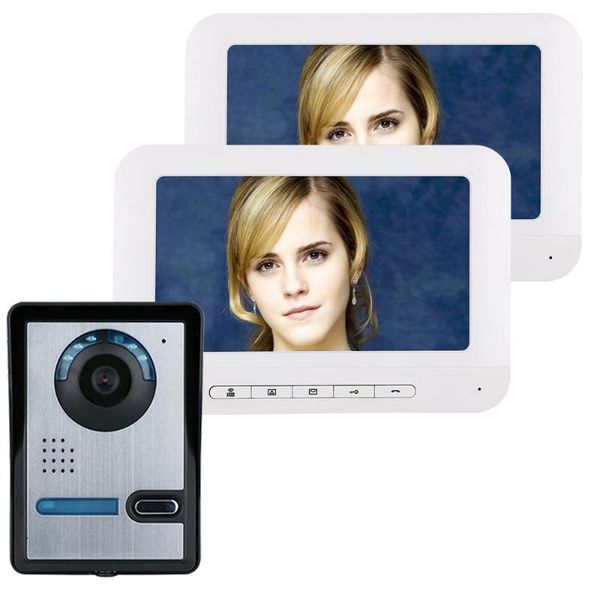 

video door phones mountainone 7 inch tft 2 monitors phone doorbell intercom kit 1-camera 2-monitor night vision with ir-cut hd 700tvl