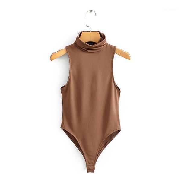 

early spring 2020 women's new high collar sleeveless bodysuit 050399481721, Black;white