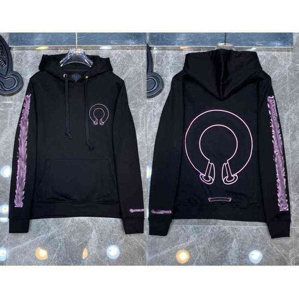 

luxury classic ch quality hoodie brand zipper autumn winter sweatshirts designer fashion men sweater horseshoe phantom cross print hooded wo, Black
