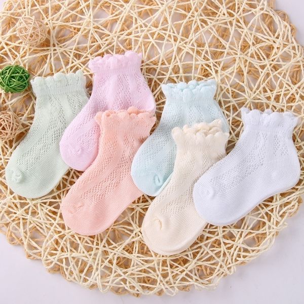 

6pairs/lot baby spring summer socks for 0-12 months newborn baby boy girl cotton solid color y201009, Pink;yellow