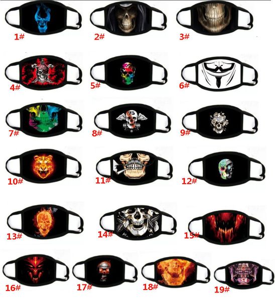 

styles funny face cartoon print 30 reusable skull designer dustproof washable running riding bike protective mask hh9-3089