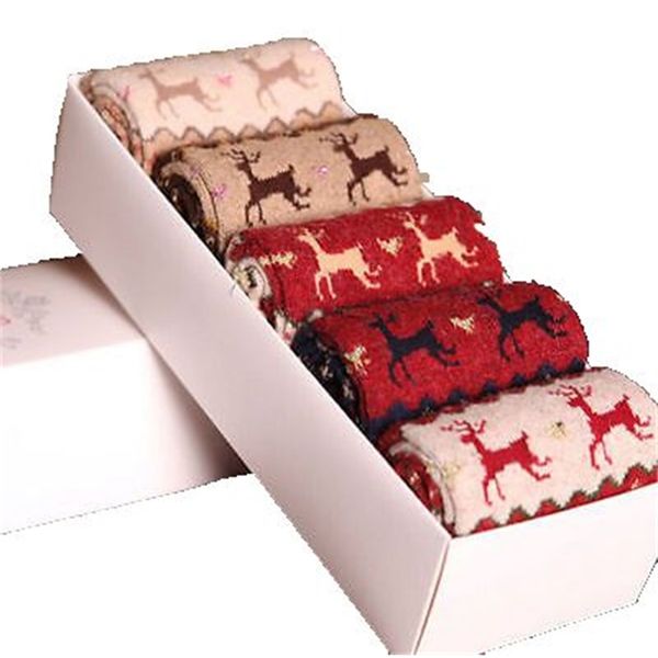

winter christmas gift warm wool sock cute snowflake deer women socks