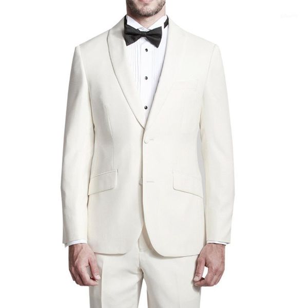 

men's 2 piece 2 button shawl collar ivory white suits for big event custom made with latest style groom tuxedo men suits1, White;black