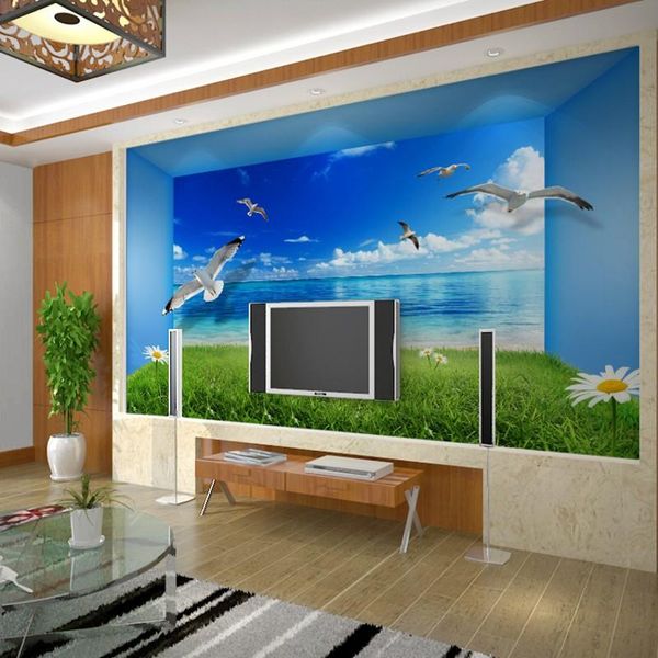 

dropship mural custom landscape wall painting wallpaper tv sofa bedroom living room wallpaper 3d stereo ocean mural