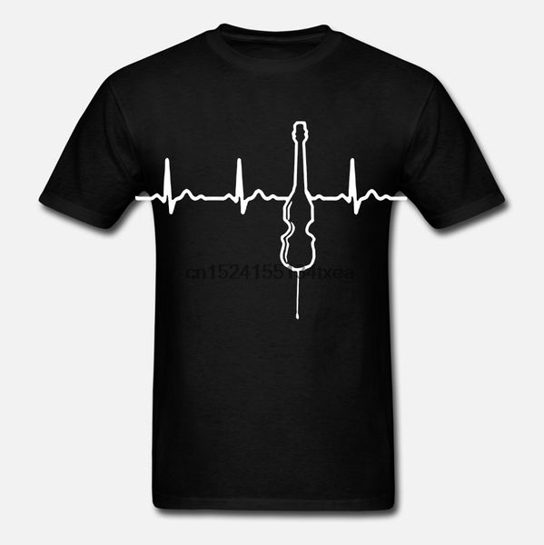 

sport electric upright bass heartbeat t-shirt instrument gift o neck t shirts male low price steampunk print t-shirt men