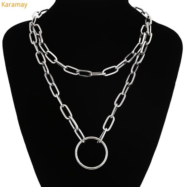 

Trendy Link Chain Necklaces For Women Men Chunky Thick Choker Jewelry On The Neck Fashion Female Egirl Eboy Grung Accessories, Silver
