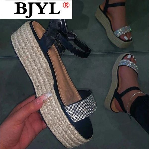 

sandals 2021 summer women's beach flat platform sewing shoes women outdoor ladies bling leisure buckle sandalias, Black