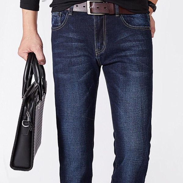 

men's jeans men's stretch slim straight trousers spring casual young jeans1, Blue