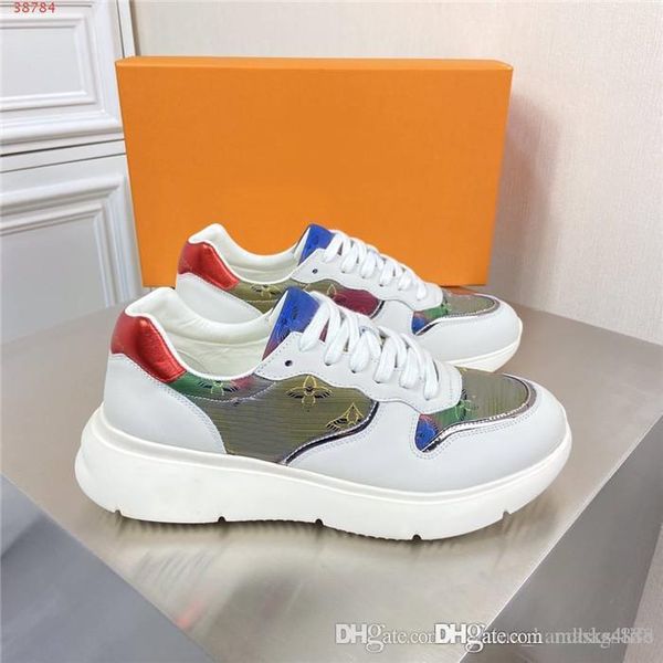 

mens new summer casual leather sneakers, color matching sneakers, rainbow laser low-jogging sneakers with complete packaging, Black